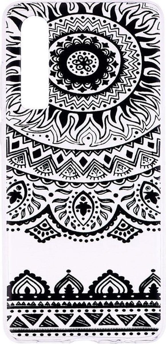 Shop4 - Huawei P30 Hoesje - Zachte Back Case Mandala Zwart