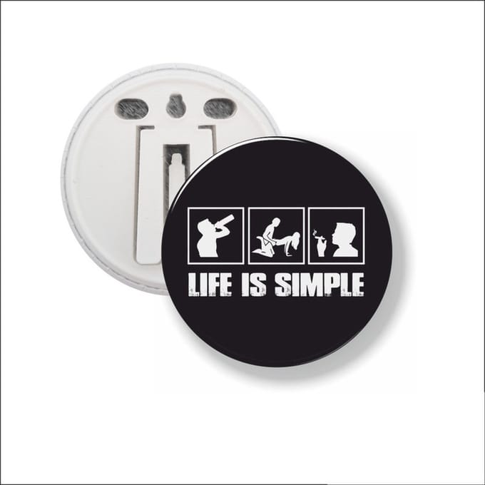 Button Met Clip 58 MM - Life Is Simple