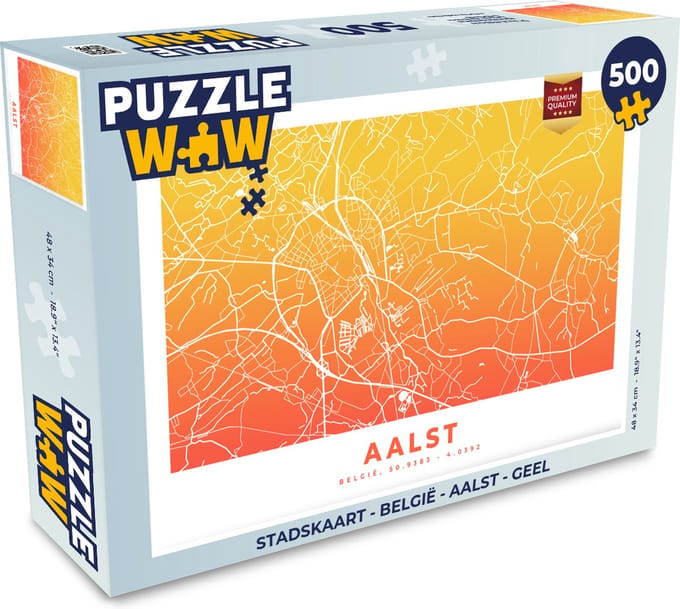 Puzzel Stadskaart - België - Aalst - Geel - Legpuzzel - Puzzel 500 stukjes - Plattegrond