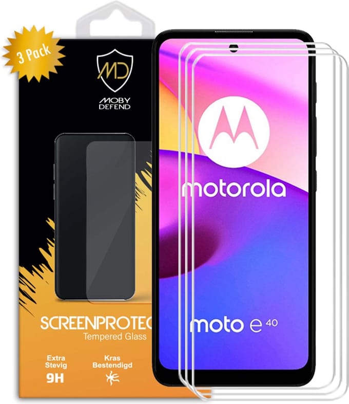 3-Pack MobyDefend Screenprotectors - Geschikt voor Motorola Moto E40 / Moto E30 - Case-Friendly Screensaver - Gehard Glas
