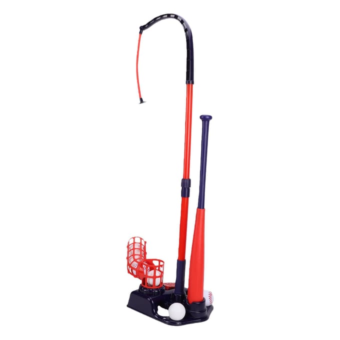 Kinder Honkbal Training Set 3 in 1 Ergonomisch Kindvriendelijk Veelzijdig Kinder Honkbal Trainer Automatische Werper red