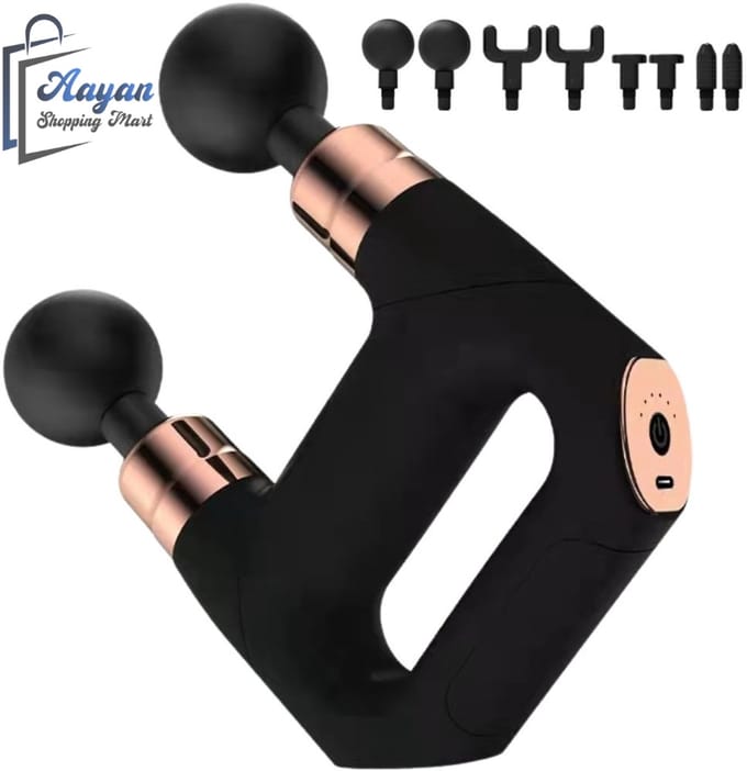 Massage Gun – Dubbele Lichaams- en Rugmassager met 8 Opzetstukken – 69418