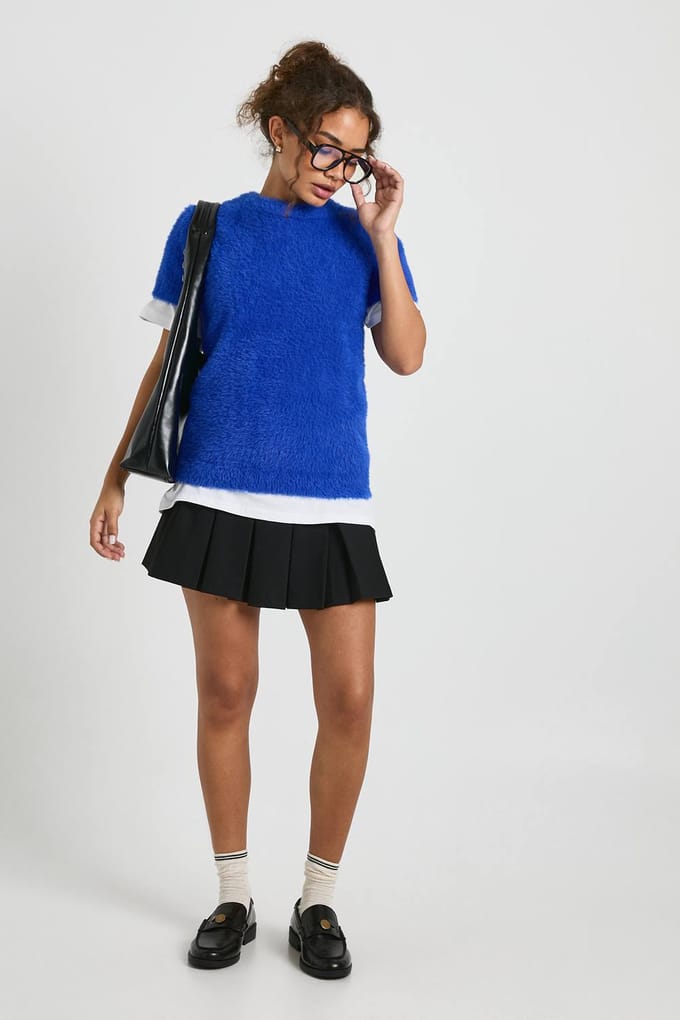 boohoo Dames Fluffy Knit Oversized Gebreide Top | Cobalt | Maat: Small