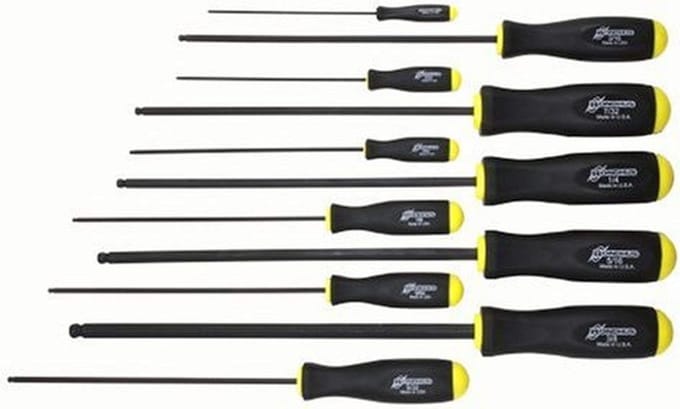 Set van 11 Lange Kogelkop Inbussleutels (5/64-3/8 inch) met Ergonomische Antislip Handgreep