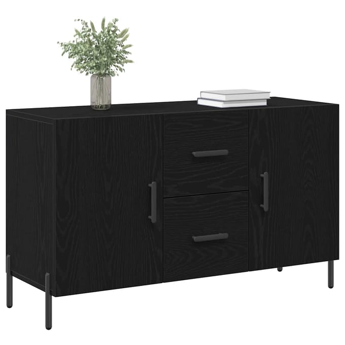 vidaXL - Dressoir - Zwart - Eiken - 100 - x - 36 - x - 60 - cm - Bewerkt - hout