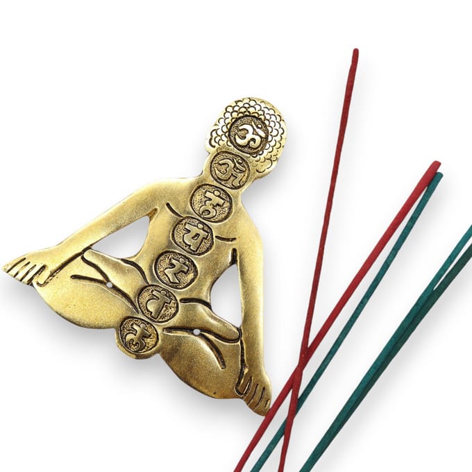 Gouden aluminium Seven Chakra Yoga wierookhouder 12x12cm