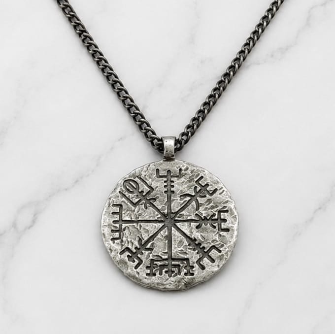 Mei's - Viking The Amulet - ketting heren - RVS grijs - 70 cm