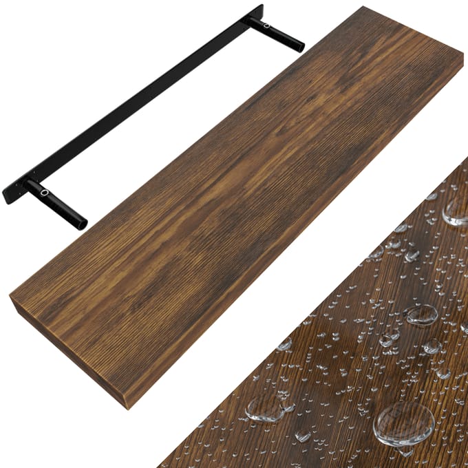 Casaria Wandplank Zwevend - 90 cm/15kg Belastbaar - Donker Eiken