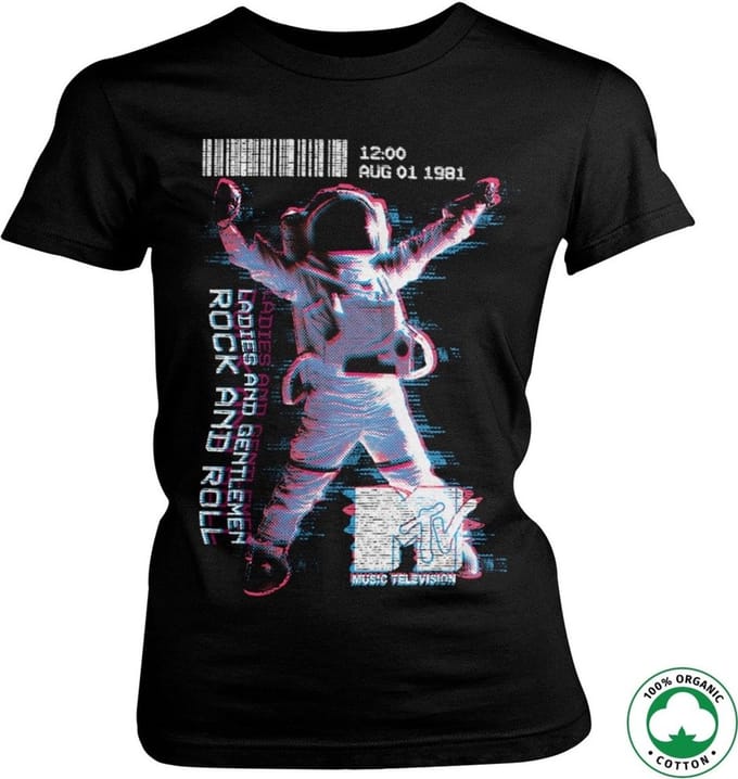 MTV Dames Tshirt -S- Moon Man Organic Zwart