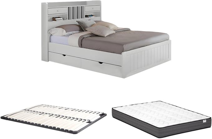 Vente-unique Bedframe hout wit 140 x 190 cm MEDERICK