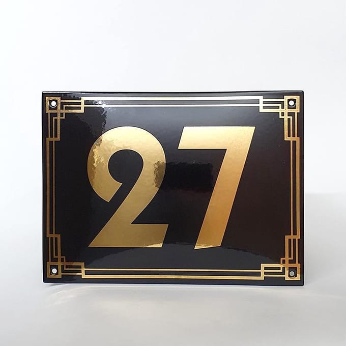 Art deco | jaren ’30 | luxe emaille huisnummer - 27