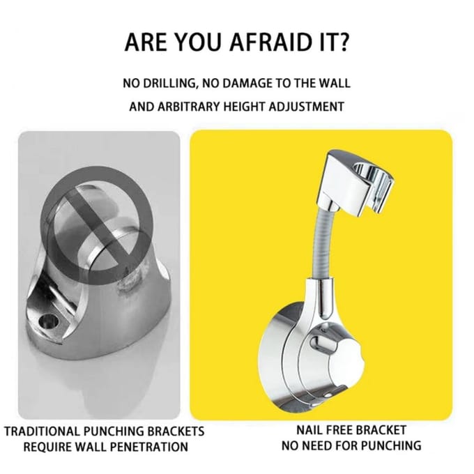 Support de pomme de douche à ventouse, Support de pomme de douche réglable, Support de douche à Rotation multi-angle sans poinçon gray