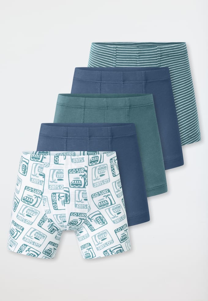 Shorts, set van 5, met streepjes, surfer, meerkleurig - 95/5 92