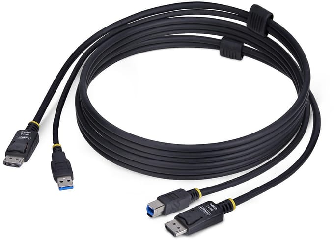StarTech 1,8m DisplayPort en USB KVM Kabel, 5Gbps, 4K 60Hz, Universeel Compatibele DP/USB Combo Kabel voor KVM Switches
