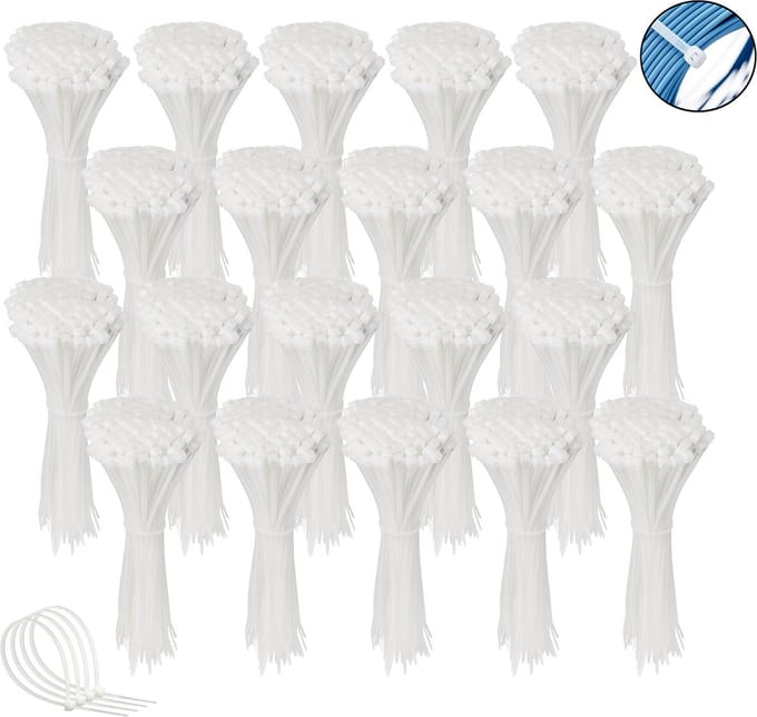 Polyamide kabelbinders, tie rips, witte kabelbinders, 250x4,8 mm / 2000 stuks