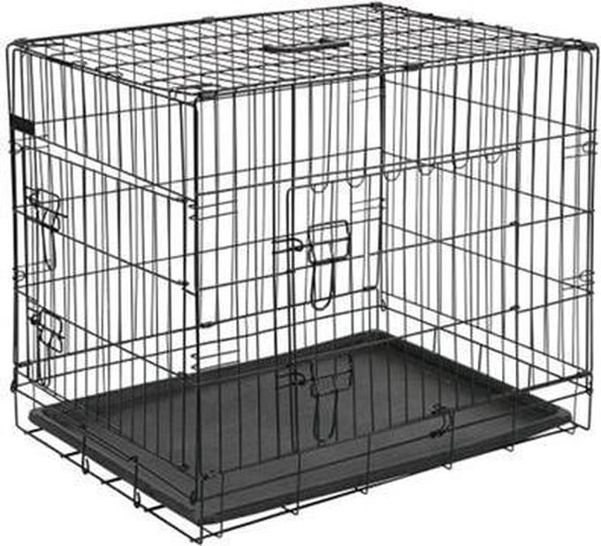 Draadkooi zwart plastic basis 122x74,5x80,5 cm met bijpassend vetbed