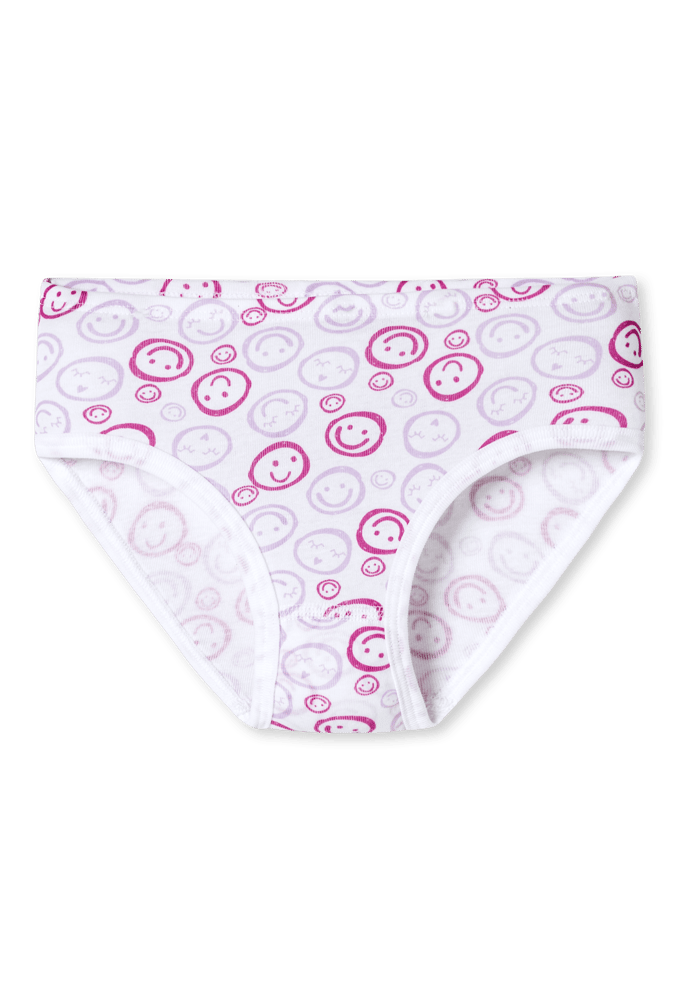 Slips, set van 3, Smileys, roze/wit - Fine Rib 92
