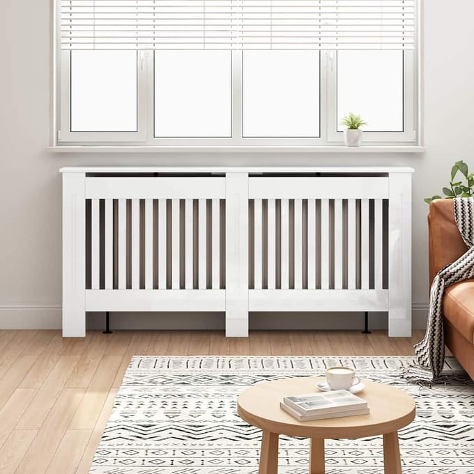vidaXL Radiatorafdekking Hoogglans Wit 172 x 19 x 81,5 cm Bewerkt hout