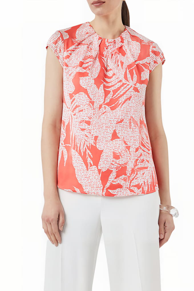 Satin Blouse met Gedrukt Patroon en Plissé-details Dames COMMA