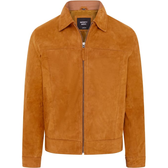 Heren bruin retro klassiek suède Harrington bikerjack - Bryne