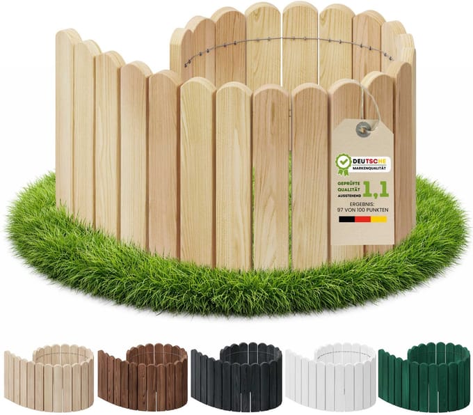 Floranica Flexibele Palissade Borderrand Gazonrand Perkrand 20 x 100 cm Natuurlijk Bloembedrand hout geïmpregneerd