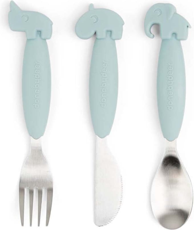 Done by Deer Easy-Grip Bestekset Deer Friends - Blue