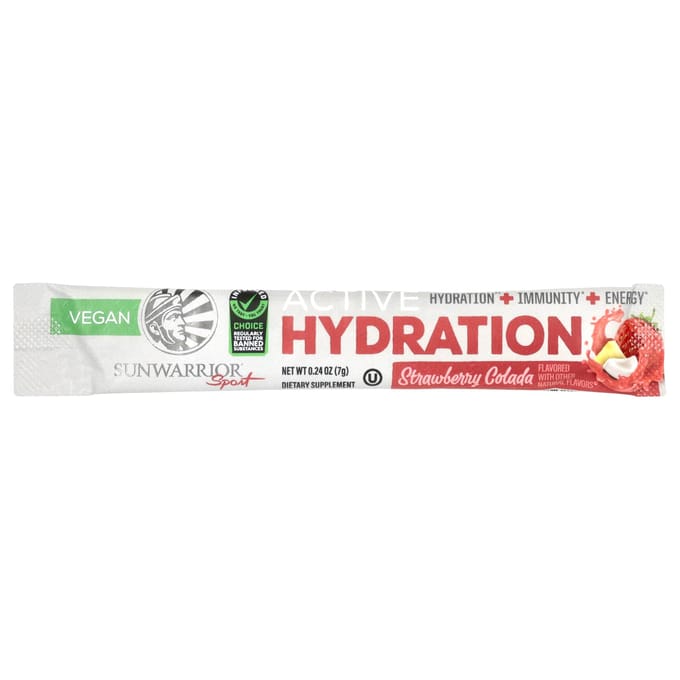Sunwarrior Active Hydration Stick Packs (18x7g) Strawberry Colada - Intra- & Post-Workout - Intra-Workout