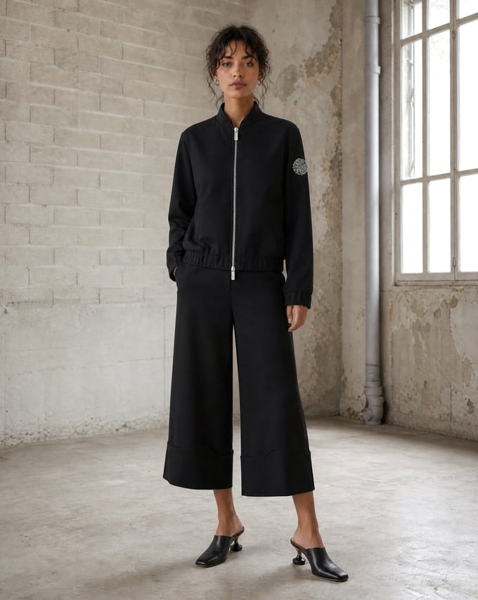 Brenzone Viscose zipper bomber | Black - Black / S