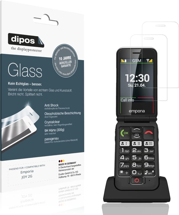 dipos – 2x Pantserfolie geschikt voor Emporia JOY 2G | 9H Screenprotector
