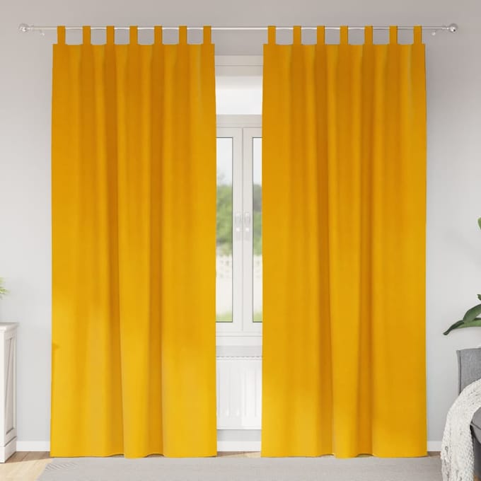 vidaXL - Gordijnen - 2 - st - Mosterdgeel - 140 - x - 260 - cm - fluweel
