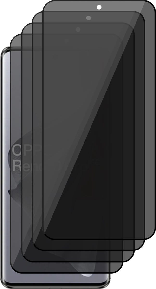 Privacy Screenprotector geschikt voor Oppo Reno 10 / 10 Pro - 4x Volledig Dekkend Glas Screen Protector