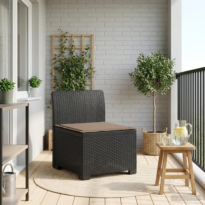 vidaXL - Eén-zits - Tuin - Sofa - met - Kussen - Rieten - Look - PP - Antraciet