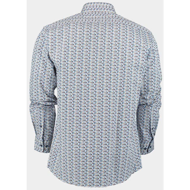 Bos Bright Blue R.b. boston casual hemd lange mouw regular fit cotton 427670/324