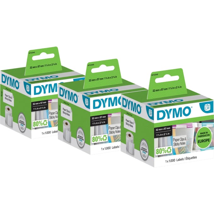 DYMO Verwijderbaar Etiket 32x57mm 1000 stuks 3-pack