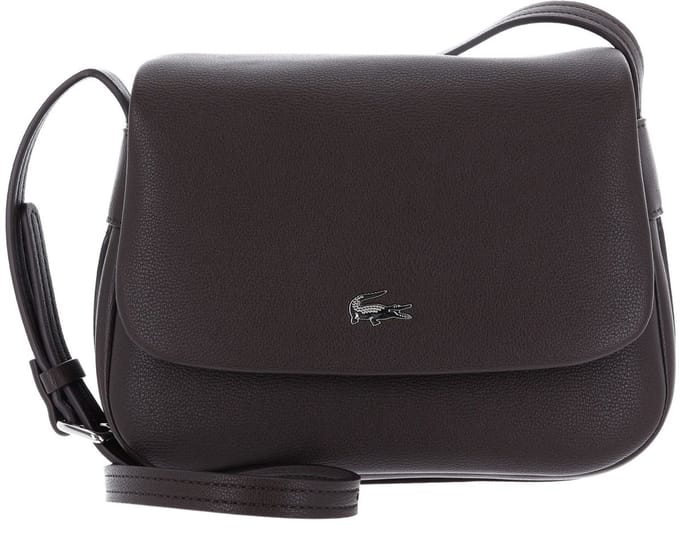 LACOSTE schoudertas Flap Crossover Bag Dark Brown donkerbruin