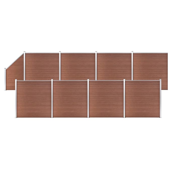 vidaXL - Schuttingset - 8 - vierkant - en - 1 - schuin - 1484x186 - cm - HKC - bruin