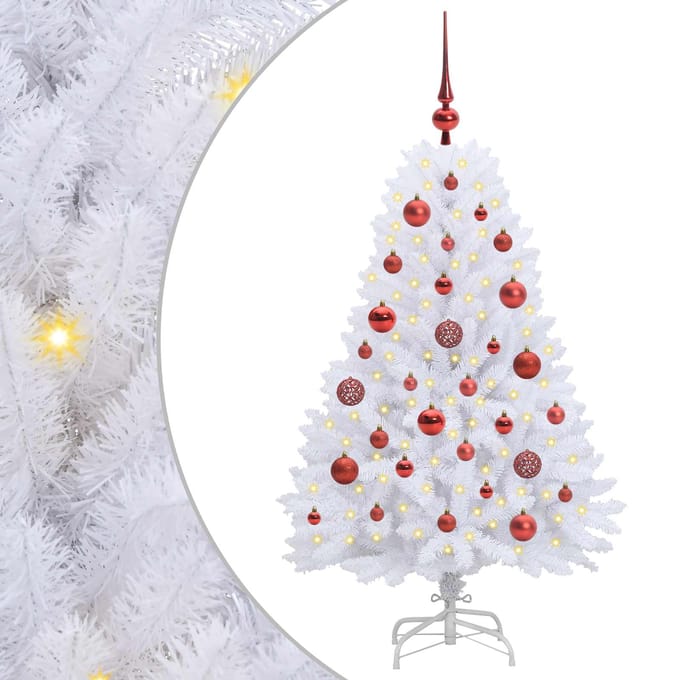 vidaXL - Kunstmatige - Hinged - Kerstboom - Wit - 120 - cm - PVC - en - Staal