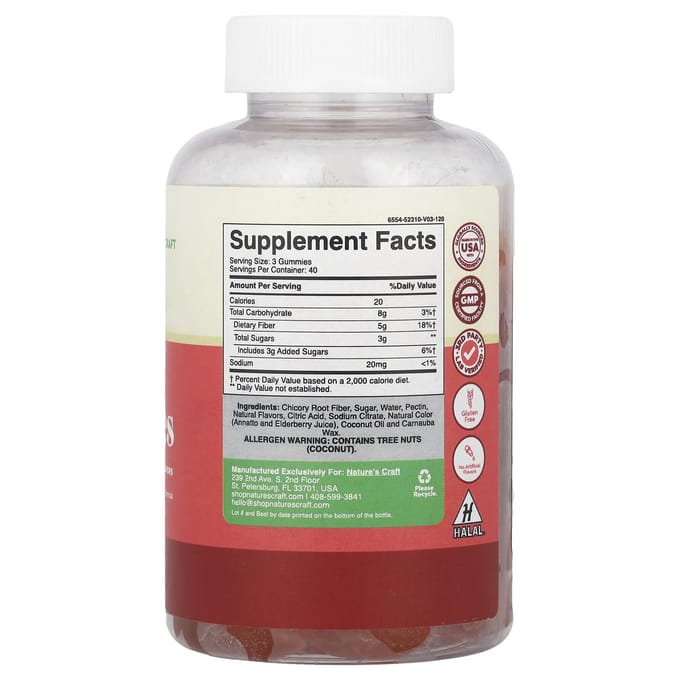Nature's Craft, vezelgummies, sinaasappel & gemengde bessen, 120 gummies