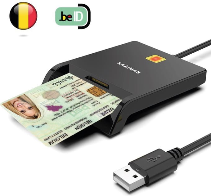 Kaaiman® eID Kaartlezer USB-A – eID Kaartlezer België – Lecteur de carte eID – eID Kaartlezer – EID Kaartlezer identiteitskaart – Identiteitskaartlezer – ID Reader – Windows/Mac/Linux - Plug&Play - Universeel