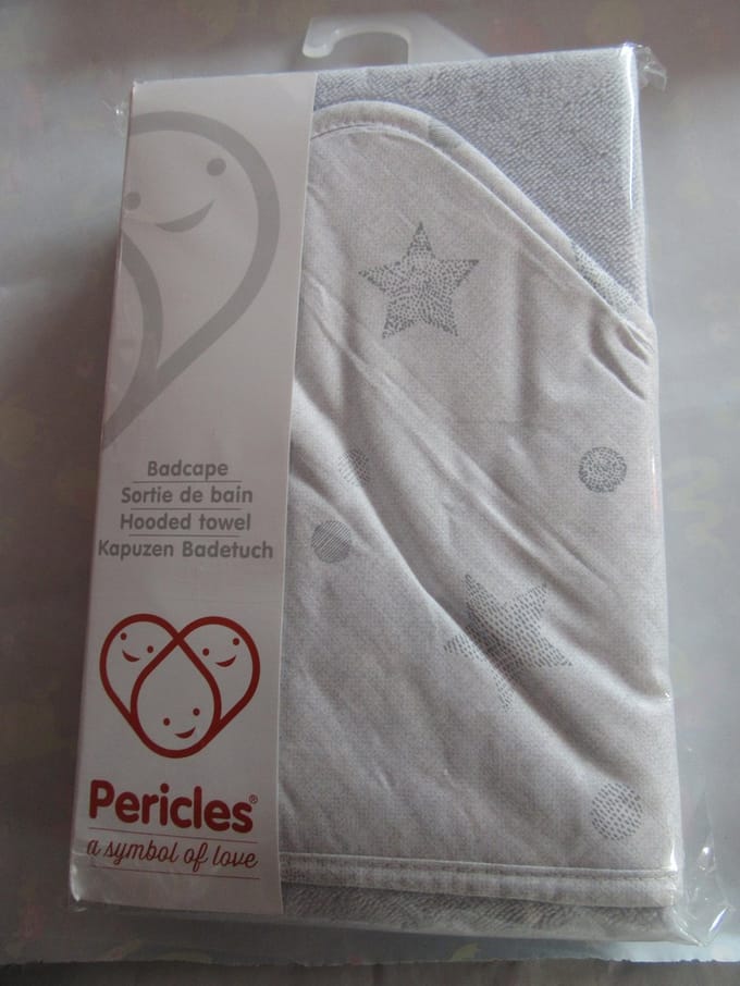 badcape + washandje pericles star grijst