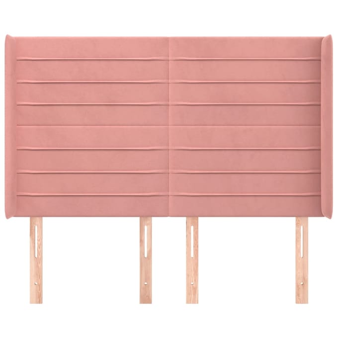 vidaXL - Hoofdbord - met - randen - 147x16x118/128 - cm - fluweel - roze