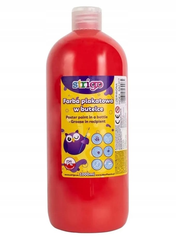 STRIGO Plakkaatverf Rood 1000 ml - Wasbaar, Veelzijdig