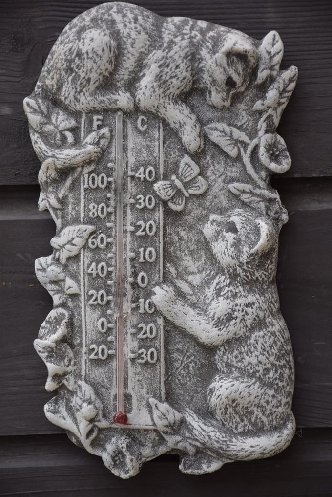 Thermometer met poes, om op te hangen