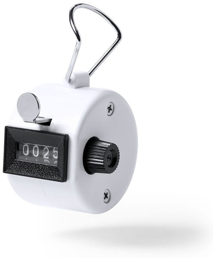 2x Handtellers/personentellers wit met vingerhouder 5 cm