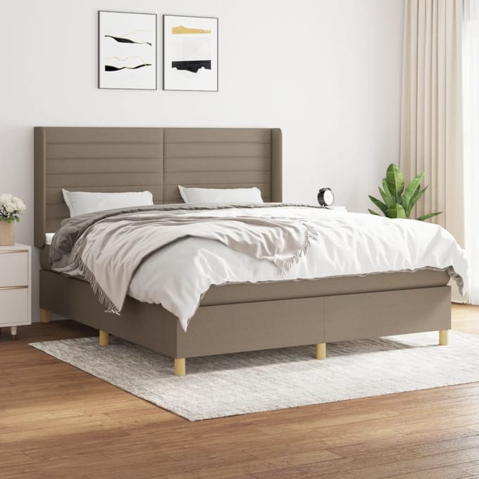 vidaXL - Boxspring - met - matras - stof - taupe - 160x200 - cm