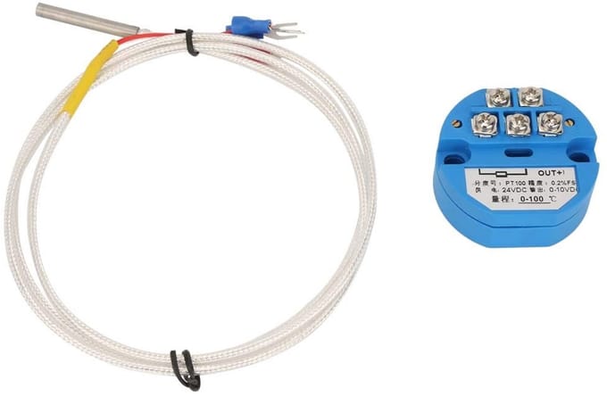 Allecto - Pt100 Temperatuur Sensor - Temperatuurmeting - 0-10V Zender - 50~400 Graden - Precisie Sensor - Voor Industrie - Compact Model