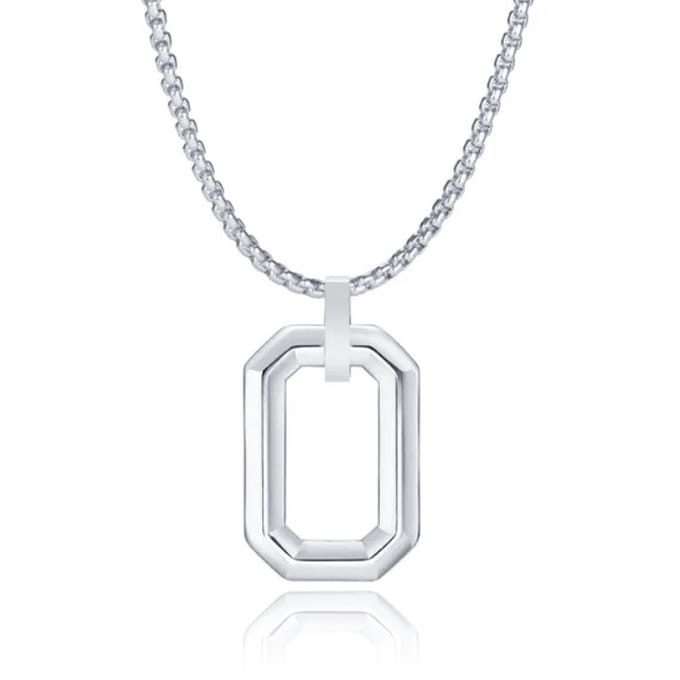 Mendes Herenketting met Minimalistische Geometrische Hanger - Zilver