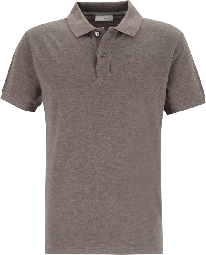Polo Shirt Korte Mouw Profuomo Piqué Poloshirt Melange Bruin