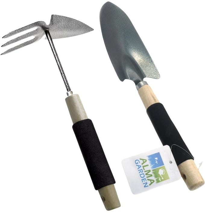 Alma Garden Tuingereedschap set spade / schoffel / hark - 30 cm - Moestuin - mini tuingereedschap