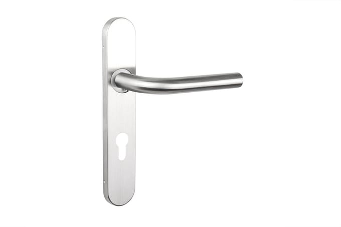 Lavuzo deurkruk Oristano RVS met afgerond schild PC72 | Per set | Deurklink met schild